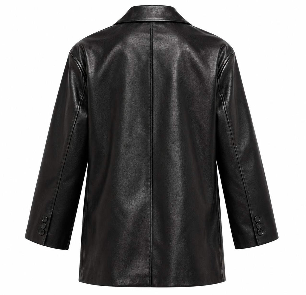 Damen Lederblazer | Reverskragen & Ein-Knopf-Verschluss | Lockere Passform