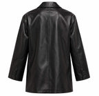 Damen Lederblazer | Reverskragen & Ein-Knopf-Verschluss | Lockere Passform
