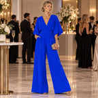 Damen Mousseline-Jumpsuit | Hohe Taille & Weites Bein | Langes Einfarbiges Design