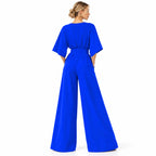Damen Mousseline-Jumpsuit | Hohe Taille & Weites Bein | Langes Einfarbiges Design