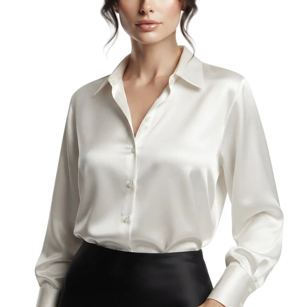 Damen Seidenbluse | Seide | Langarm mit Klassischem Blusenkragen