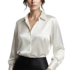 Damen Seidenbluse | Seide | Langarm mit Klassischem Blusenkragen