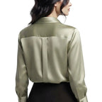 Damen Seidenbluse | Seide | Langarm mit Klassischem Blusenkragen