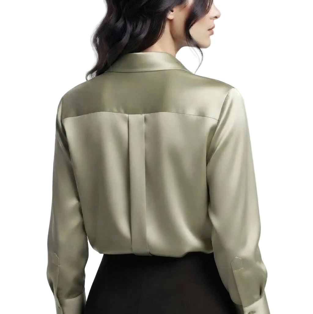 Damen Seidenbluse | Seide | Langarm mit Klassischem Blusenkragen