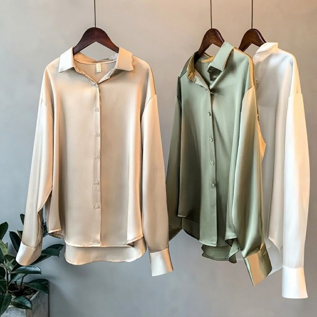 Damen Seidenbluse | Seide | Langarm mit Klassischem Blusenkragen