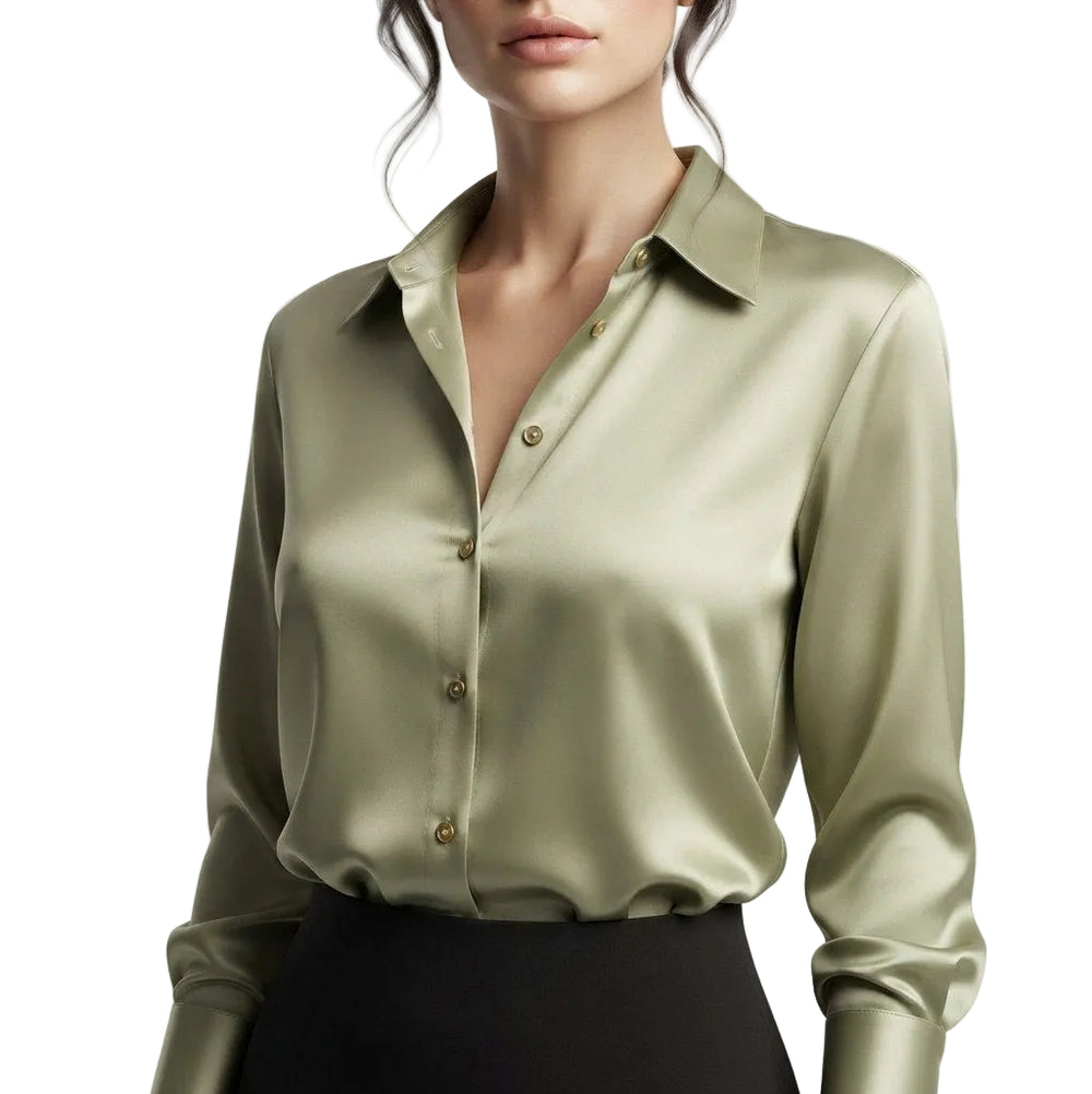 Damen Seidenbluse | Seide | Langarm mit Klassischem Blusenkragen