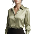 Damen Seidenbluse | Seide | Langarm mit Klassischem Blusenkragen