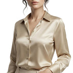 Damen Seidenbluse | Seide | Langarm mit Klassischem Blusenkragen