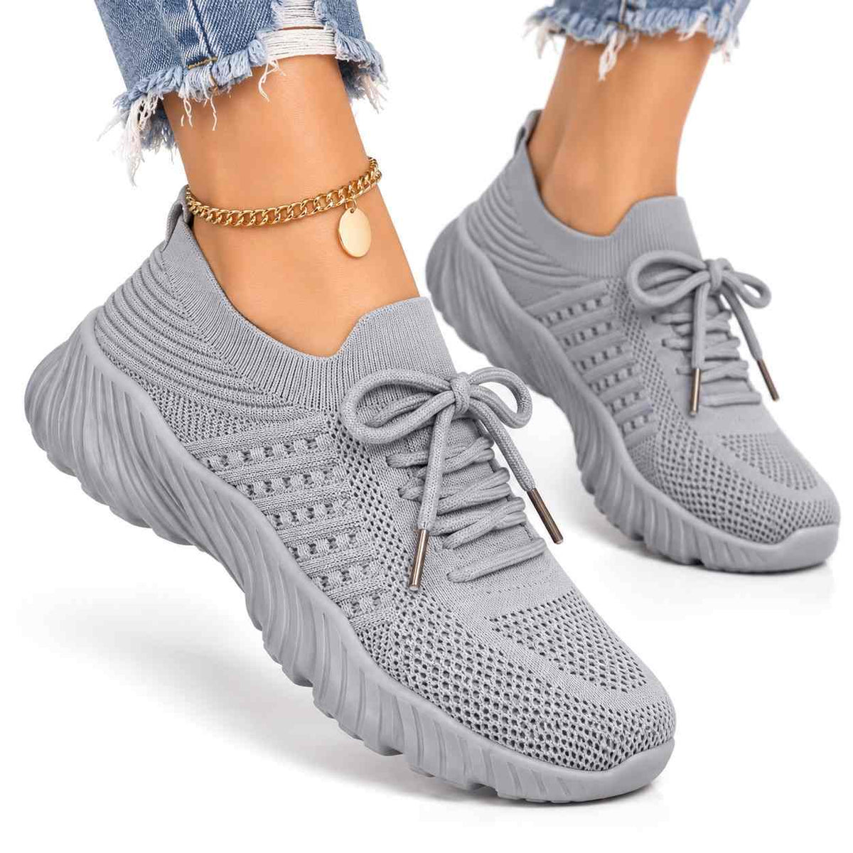 Damen Sneaker mit Fußgewölbeunterstützung | EVA & PVC | Schnürdesign für den Alltag
