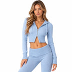 Damen Strick-Cardigan mit Kapuze | Polyestermischung | Kurzes Zip-Up-Design