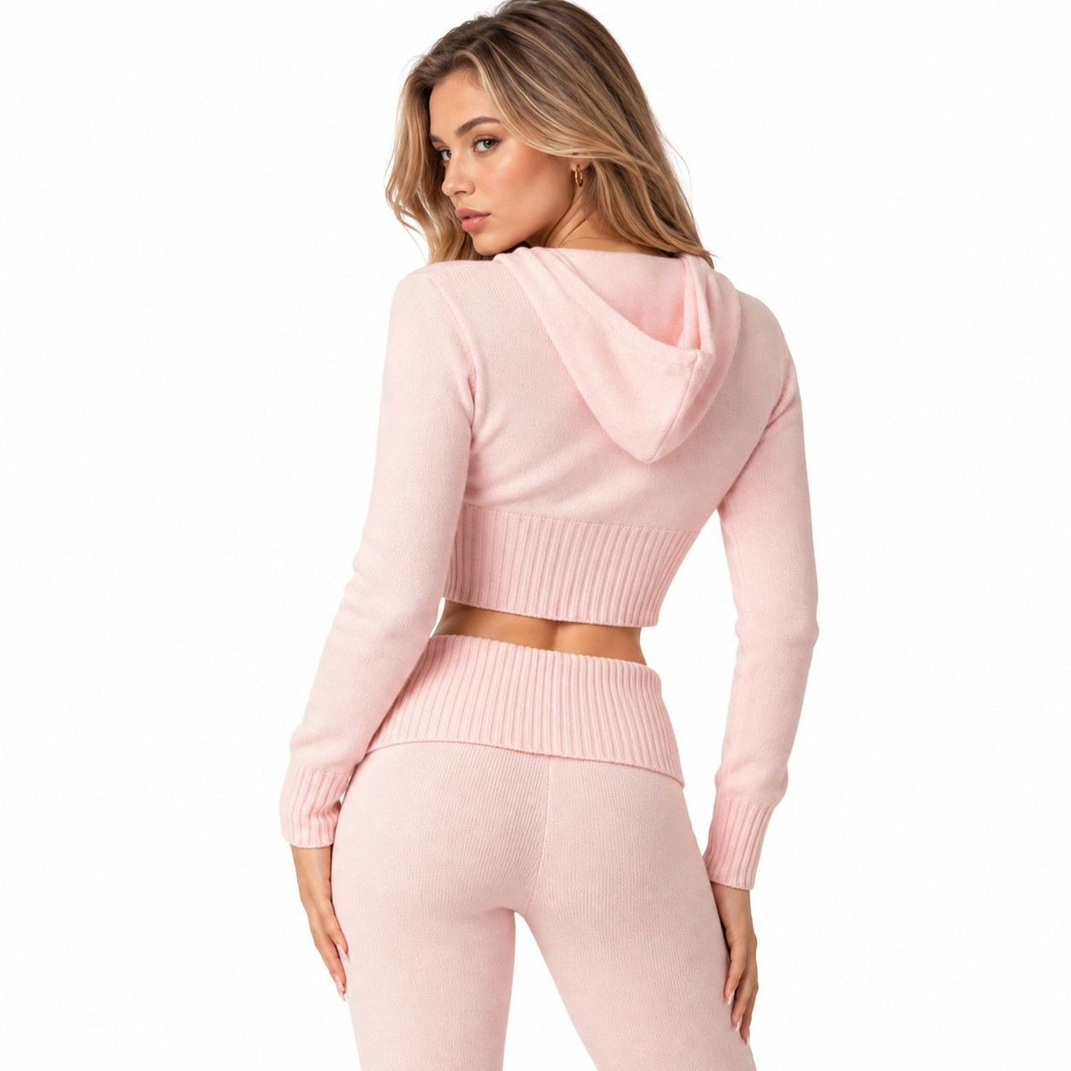 Damen Strick-Cardigan mit Kapuze | Polyestermischung | Kurzes Zip-Up-Design