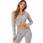 Damen Strick-Cardigan mit Kapuze | Polyestermischung | Kurzes Zip-Up-Design