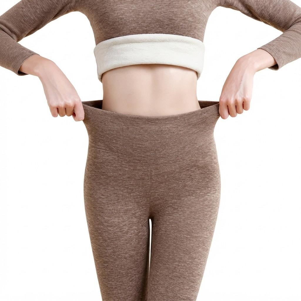 Damen Thermo-Leggings | Fleece-Innenseite | Stretchgewebe mit Elastischem Bund