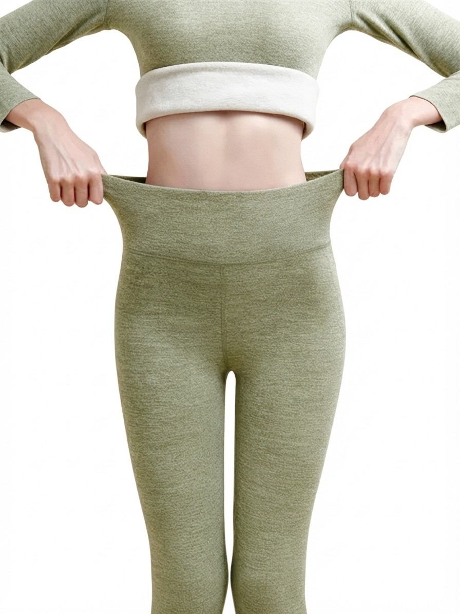 Damen Thermo-Leggings | Fleece-Innenseite | Stretchgewebe mit Elastischem Bund
