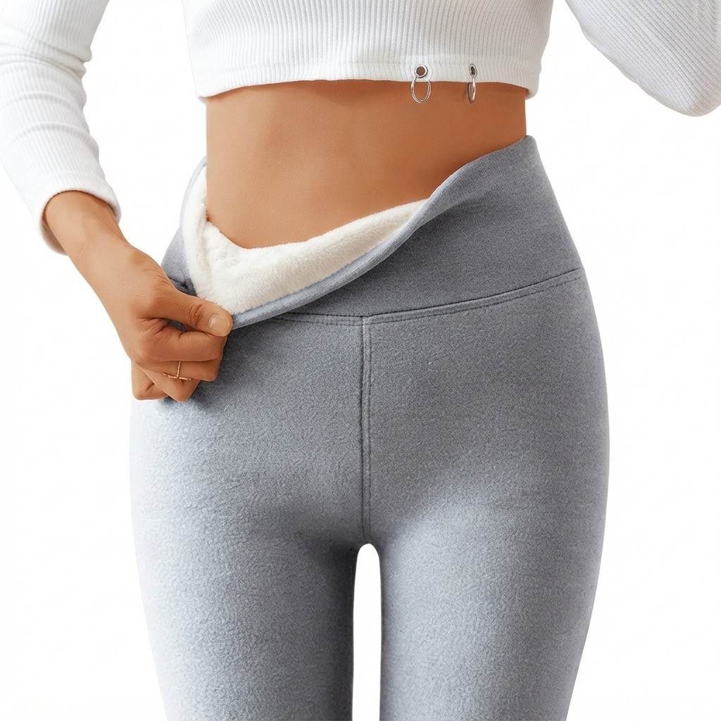 Damen Thermo-Leggings | Fleece-Innenseite | Stretchgewebe mit Elastischem Bund