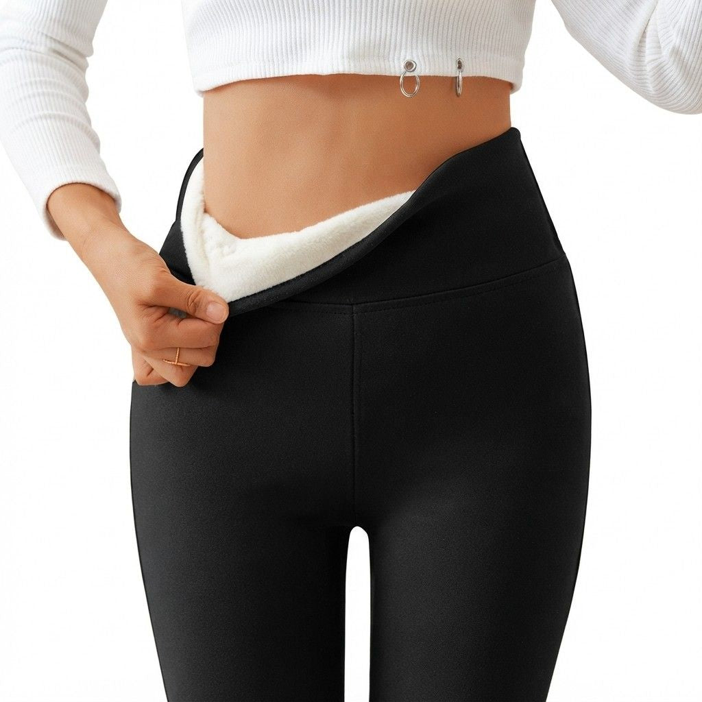 Damen Thermo-Leggings | Fleece-Innenseite | Stretchgewebe mit Elastischem Bund