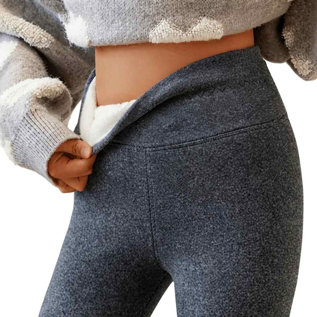 Damen Thermo-Leggings | Fleece-Innenseite | Stretchgewebe mit Elastischem Bund