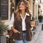 Damen Weste aus Wolle & Baumwolle | Regular Fit & Knöpfe | Ärmellos mit Fronttaschen