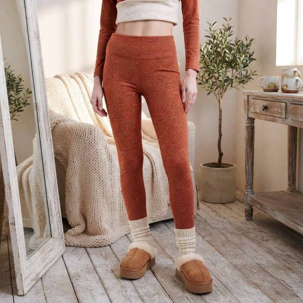 Damen Thermo-Leggings | Fleece-Innenseite | Stretchgewebe mit Elastischem Bund