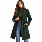 Damenjacke aus Wollmischung | Karomuster & figurbetonter Schnitt | Langarmjacke für Herbst und Winter