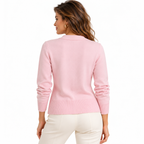 Damenpullover aus Wolle | Knopfdetails & lange Ärmel | Gerade H-Silhouette