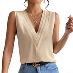 Damen Ärmellose Bluse | Leichte Polyestermischung | Lockerer Schnitt aus Webstoff