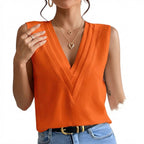 Damen Ärmellose Bluse | Leichte Polyestermischung | Lockerer Schnitt aus Webstoff