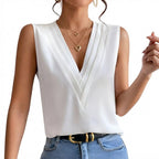 Damen Ärmellose Bluse | Leichte Polyestermischung | Lockerer Schnitt aus Webstoff