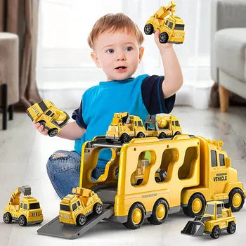 Fahrzeugtransporter Spielset - 2-in-1 Transporter mit Mini Autos