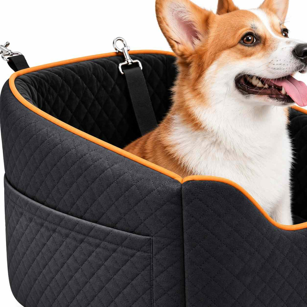 Erhöhter Hunde-Autositz | Bis 16 kg | Verstellbare Gurte & Abnehmbarer Bezug