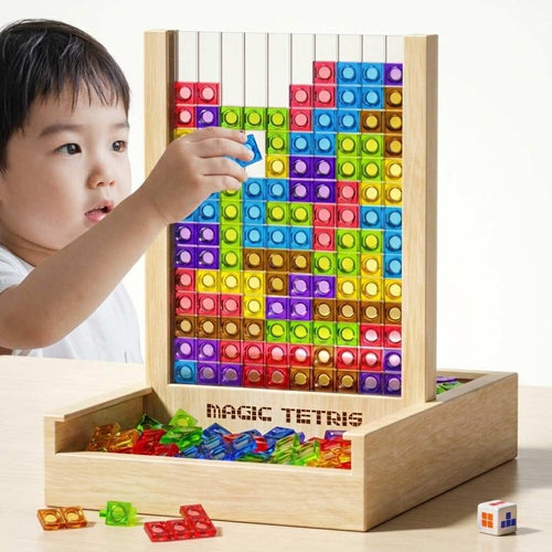 Baustein-Puzzle-Set | Holz & ABS Formbausteine | Aufbewahrungsrahmen für Kinder