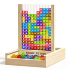 Baustein-Puzzle-Set | Holz & ABS Formbausteine | Aufbewahrungsrahmen für Kinder