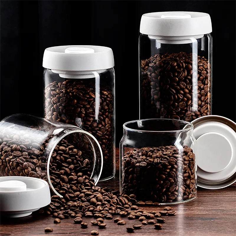 Glas Kaffeebehälter | Luftdichter Vakuumdeckel | Borosilikatglas