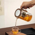 Glas Teekanne mit Holzgriff | Tee-Trennfunktion | 520 & 720 ml