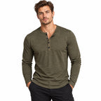 Herren-Henley-Shirt | Polyester-Elasthan-Mischung | Lange Ärmel und Knopfleiste