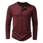 Herren-Henley-Shirt | Polyester-Elasthan-Mischung | Lange Ärmel und Knopfleiste