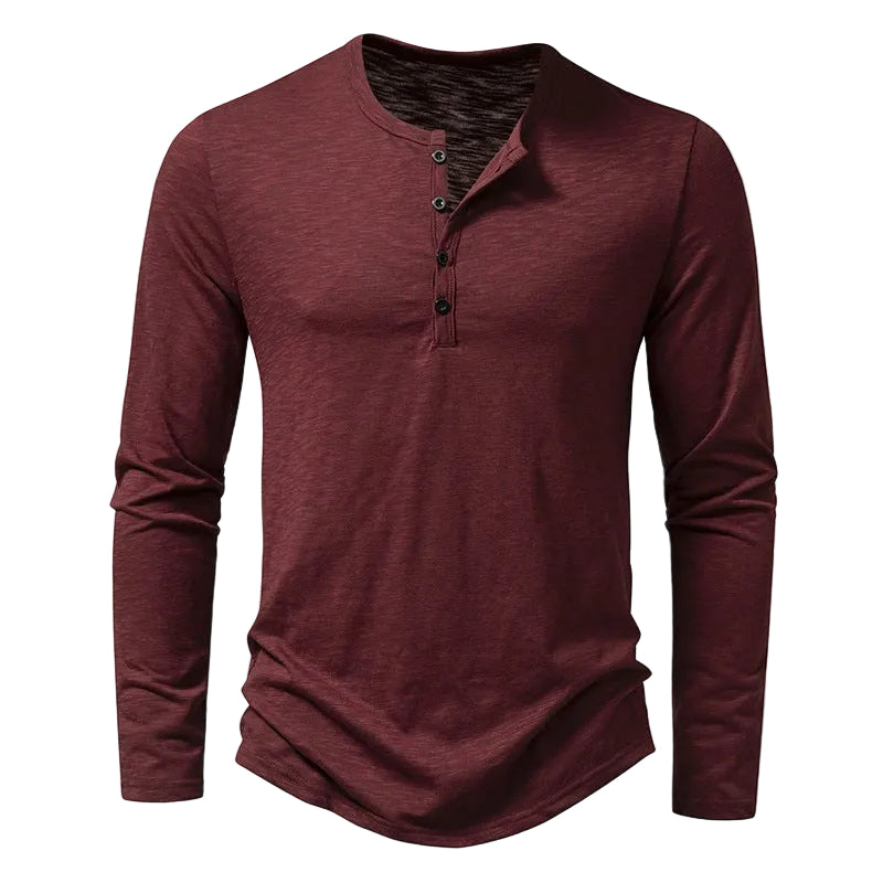 Herren-Henley-Shirt | Polyester-Elasthan-Mischung | Lange Ärmel und Knopfleiste