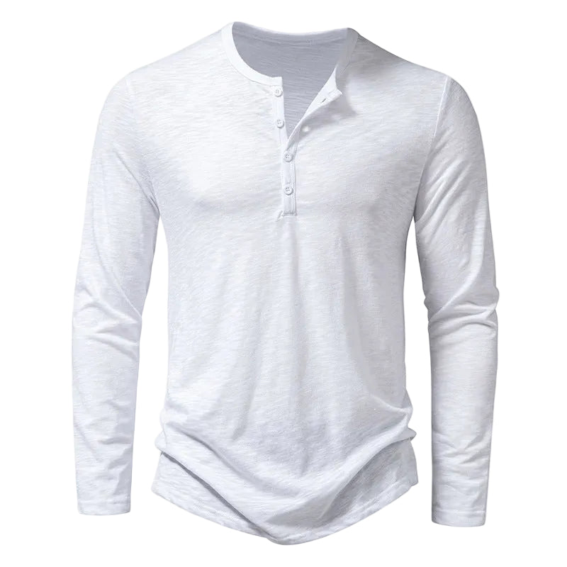 Herren-Henley-Shirt | Polyester-Elasthan-Mischung | Lange Ärmel und Knopfleiste