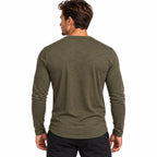 Herren-Henley-Shirt | Polyester-Elasthan-Mischung | Lange Ärmel und Knopfleiste