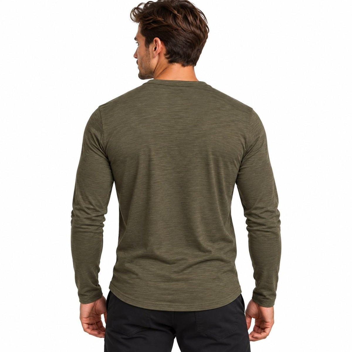 Herren-Henley-Shirt | Polyester-Elasthan-Mischung | Lange Ärmel und Knopfleiste