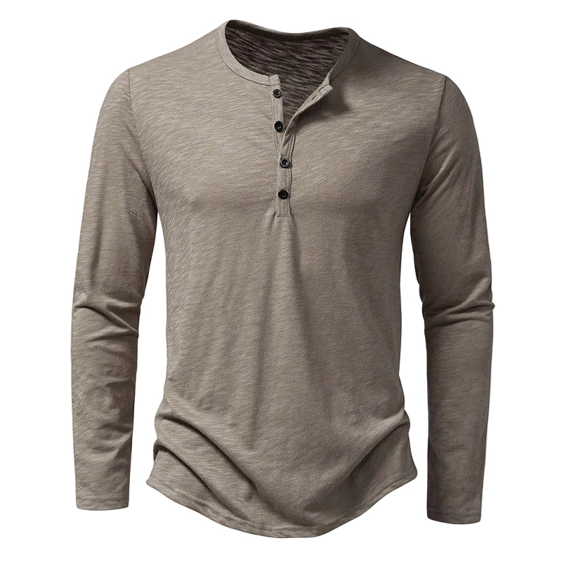 Herren-Henley-Shirt | Polyester-Elasthan-Mischung | Lange Ärmel und Knopfleiste
