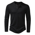 Herren-Henley-Shirt | Polyester-Elasthan-Mischung | Lange Ärmel und Knopfleiste
