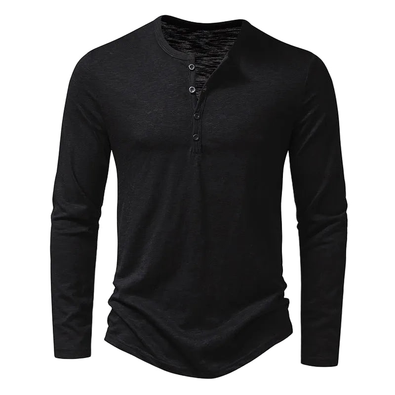 Herren-Henley-Shirt | Polyester-Elasthan-Mischung | Lange Ärmel und Knopfleiste