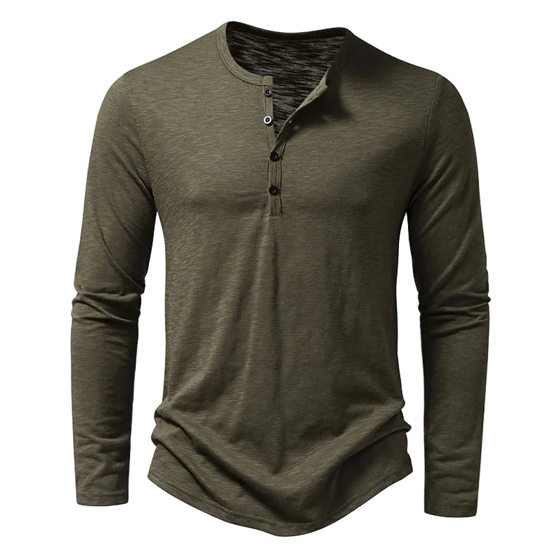 Herren-Henley-Shirt | Polyester-Elasthan-Mischung | Lange Ärmel und Knopfleiste