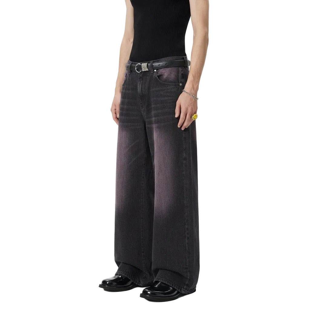 Herren Baggy-Hose | Spandex & Polyester-Denim | Weites Bein mit Mittelhohem Bund