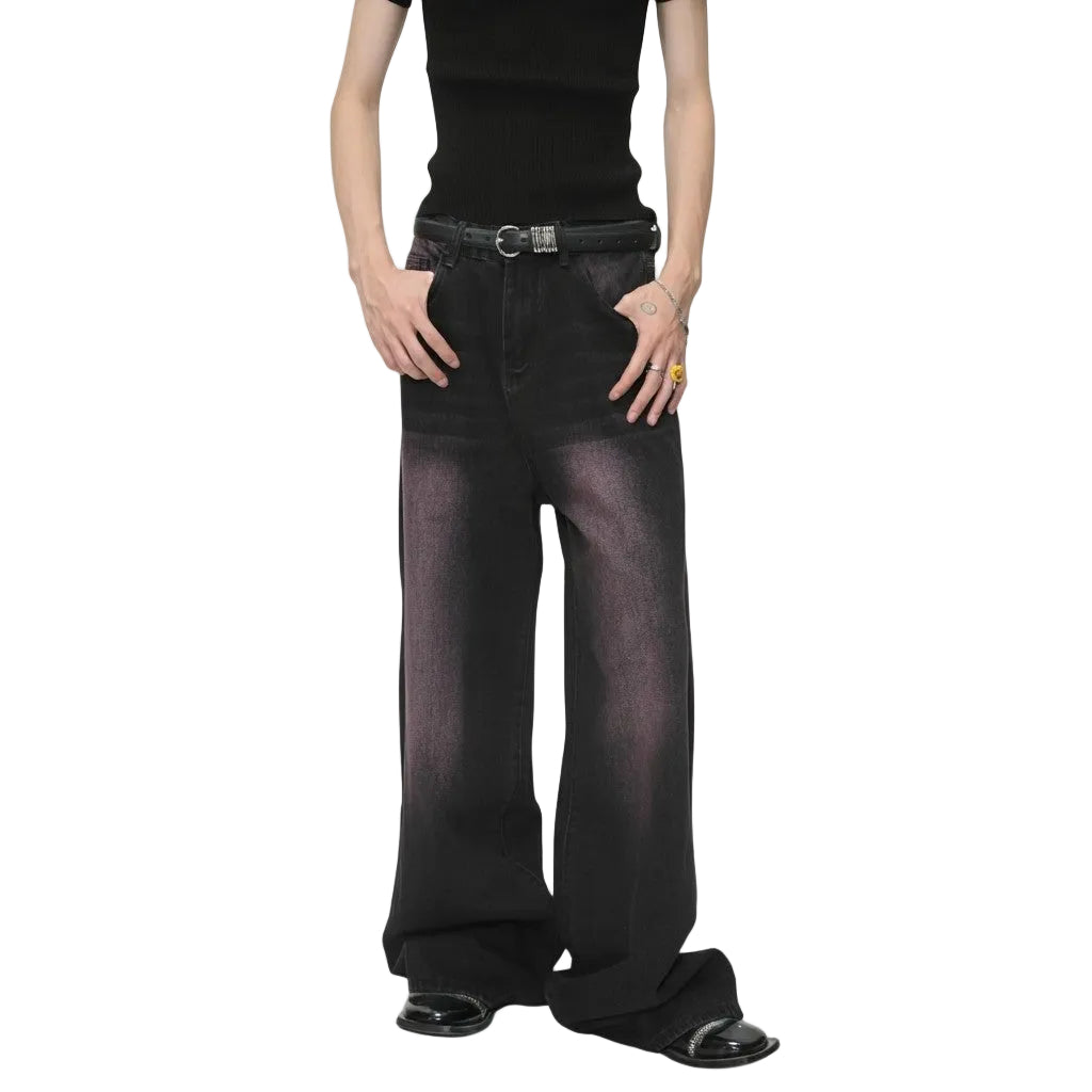 Herren Baggy-Hose | Spandex & Polyester-Denim | Weites Bein mit Mittelhohem Bund