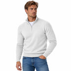 Herren Baumwoll-Strickpullover | V-Ausschnitt & Reißverschluss | Langarm