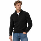 Herren Baumwoll-Strickpullover | V-Ausschnitt & Reißverschluss | Langarm