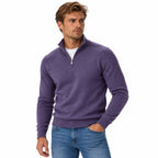 Herren Baumwoll-Strickpullover | V-Ausschnitt & Reißverschluss | Langarm