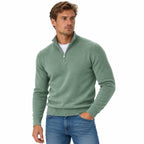 Herren Baumwoll-Strickpullover | V-Ausschnitt & Reißverschluss | Langarm